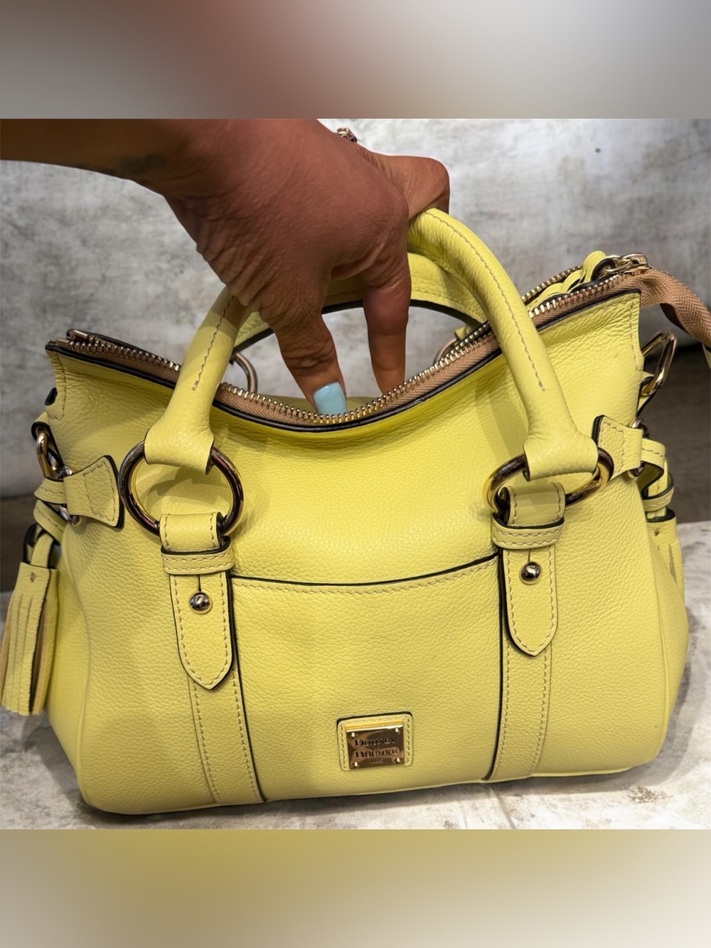 Dooney & Bourke Lemon Yellow Pebble Leather Satchel